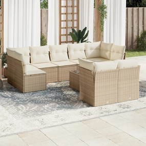 vidaXL Set canapele de grădină cu perne, 10 piese, bej, poliratan