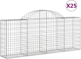 vidaXL Coșuri gabion arcuite 25 buc, 200x30x80/100 cm, fier galvanizat