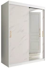 Dulap de haine 150 cm Marbelo T2 (mat alb + marmură albă). 1064592