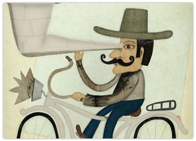 Tablou pe sticlă - Astronom pe bicicletă (70x50 cm)