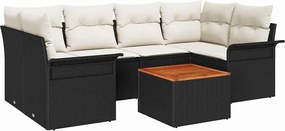 vidaXL Set de canapele pentru grădină 7 pcs Negru și Crem poliratan