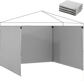 Outsunny Set de 3 piese panouri laterale cu fermoar pentru pavilion 3 x 3 m, gri deschis | Aosom Romania