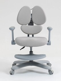 RIKKY Scaun ergonomic pentru copii, spatar si suport lombar reglabile, huse detasabile, suport picioare reglabil, rotativ, Gri