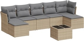 vidaXL Set canapele de grădină, 8 piese, cu perne, bej, poliratan