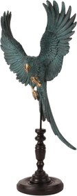Statuetă decorativă din polirășină, albastru, papagal pe suport, 52,5 x 26,5 x 14,5 cm, „Lori”