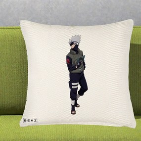 Perna Personalizata Naruto Kakashi Hatake Portret Complet, 40x40 cm, Crem Reliefat, Husa Detasabila, Perna Inclusa, BEKZ®