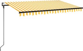 vidaXL Copertină retractabilă automat, galben și alb, 450x300 cm