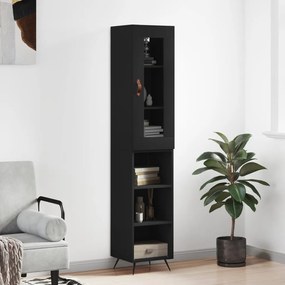vidaXL Dulap înalt, negru, 34,5x34x180 cm, lemn prelucrat