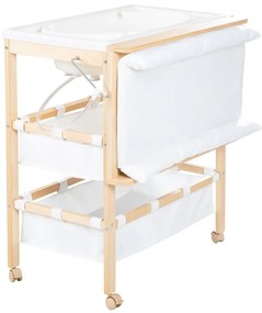 Masă de înfășat albă/în culoare naturală cu aspect de lemn de mesteacăn Baby Pool – Roba