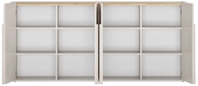 Comodă cu patru uși Amilio 200 cm - cashmere / stejar uleiat / mânere cashmere