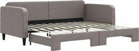vidaXL Pat de zi cu extensie, gri taupe, 90x200 cm, textil