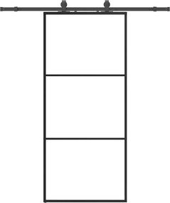 vidaXL Ușă glisantă cu set de feronerie neagră 90x205 cm Sticlă ESG