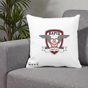 Perna Personalizata Rapid Fotbal Club 1923, 40x40 cm, Alba Mata, Husa Detasabila, Perna Inclusa, BEKZ®