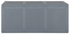 364061 vidaXL Cutie de depozitare pentru grădină, gri, 270 L, PP ratan