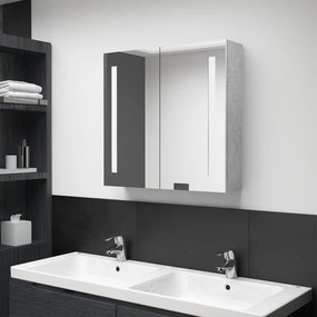 326518 vidaXL Dulap de baie cu oglindă și LED, gri beton, 62x14x60 cm