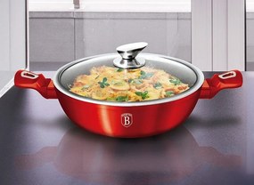 Tavă rotunda cu capac si suprafaţă de marmură, vișiniu,24 cm