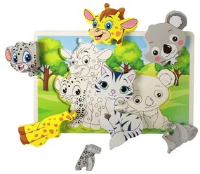 Rappa Puzzle din lemn animale, 8 piese
