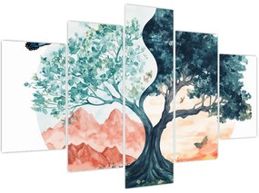 Tablou – Arbore acvarelă plin de viață (150x105 cm)