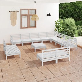 3083170 vidaXL Set mobilier de grădină, 13 piese, alb, lemn masiv de pin