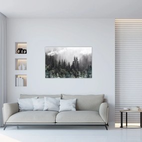 Tablou - Pădure cu elemente ilustrate (90x60 cm)