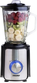Blender Mesko MS 4080, 1200 W, 1,5 l, 21 000 rpm, 6 lame, 2 viteze + funcție puls, capac cu orificiu, inox/negru