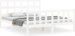 vidaXL Cadru de pat fără saltea, alb, 160x200 cm, lemn masiv pin