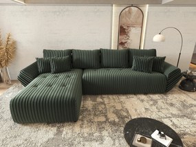 Colțar extensibil dumonde cu ladă de depozitare si sezut confortabil din spuma high-density, Berlin XL Ambience Green 350x185 cm