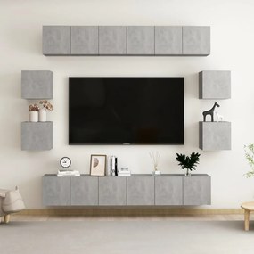 Set de dulapuri TV, 10 piese, gri beton, PAL Gri beton, 60 x 30 x 30 cm (6 pcs)