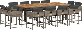 vidaXL Set mobilier de grădină cu perne, 13 piese, gri, poliratan