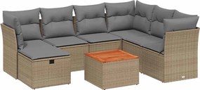 vidaXL Set canapele de grădină, 8 piese, cu perne, bej, poliratan