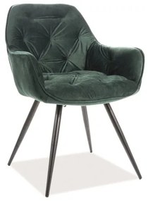 Scaun de masa catifea Verde / Negru CHERRY VELVET