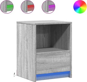 vidaXL Noptiere cu lumini LED, 2 buc., sonoma gri, lemn prelucrat