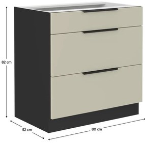 Dulap de bucătarie inferior Arikona 80 D 3S BB (cașmir + negru). 1097028