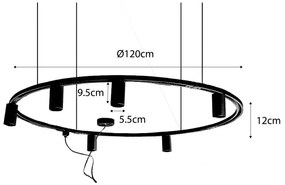 Sistem modern de iluminat pe șină suspendat cu 6 spoturi albe monofazate GU10 50mm - Iconic Ruby Honey