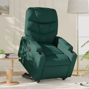 vidaXL Fotoliu rabatabil ridicare pe verticală, verde închis, textil