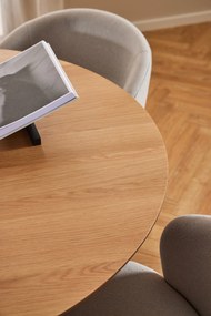 MAZZONI EXPORT BOSCO Stejar natural/picior negru - MASĂ ROTUNDĂ 120 cm PENTRU BUCĂTĂRIE SUFRAGERIE SALON FURNIR