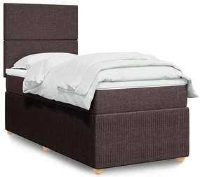 vidaXL Pat box spring cu saltea, maro închis, 80x200 cm, textil