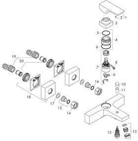 Baterie cada dus, Hansgrohe, Metropol, Crom