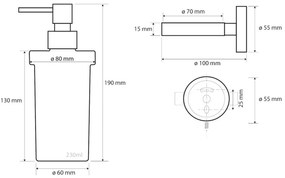 Dozator de săpun SAPHO XS101 X-Steel, sticlălăptoasă/ oțel inoxidabil periat, 230 ml