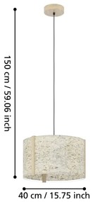 Lustră pe cablu Eglo 390323 HONTONGAS 1xE27/25W/230V bej