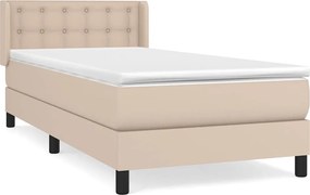 vidaXL Pat box spring cu saltea, cappuccino, 80x200 cm piele ecologică