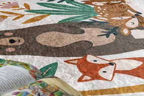 BAMBINO 61410 covor lavabil Animale, stele, nori pentru copii anti-alunecare - cremă / verde