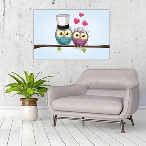 Tablou - Bufnițe îndrăgostite (90x60 cm)