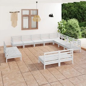 3083165 vidaXL Set mobilier de grădină, 12 piese, alb, lemn masiv de pin