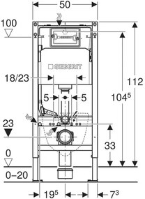 Rezervor incastrat Geberit Delta 100, h-112 cm adancime 12 cm si cadru cu actionare frontala