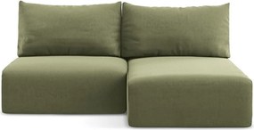 Colțar verde extensibil/cu spațiu de depozitare cu tapițerie din catifea (cu colț pe partea dreaptă/cu șezlong) Kalena – Makamii