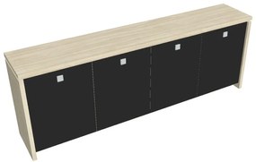 Dulap mic Verno 248 x 46 x 90 cm, uși de sticlă, salcâm / negru