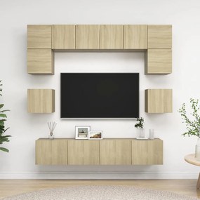 vidaXL Set de dulapuri TV, 8 piese, stejar sonoma, lemn prelucrat