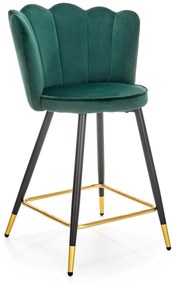 Scaun tip bar Helaine (verde închis + negru + auriu). 1039554