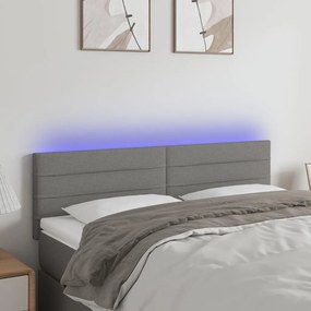 3121751 vidaXL Tăblie de pat cu LED, gri închis, 144x5x78/88 cm, textil